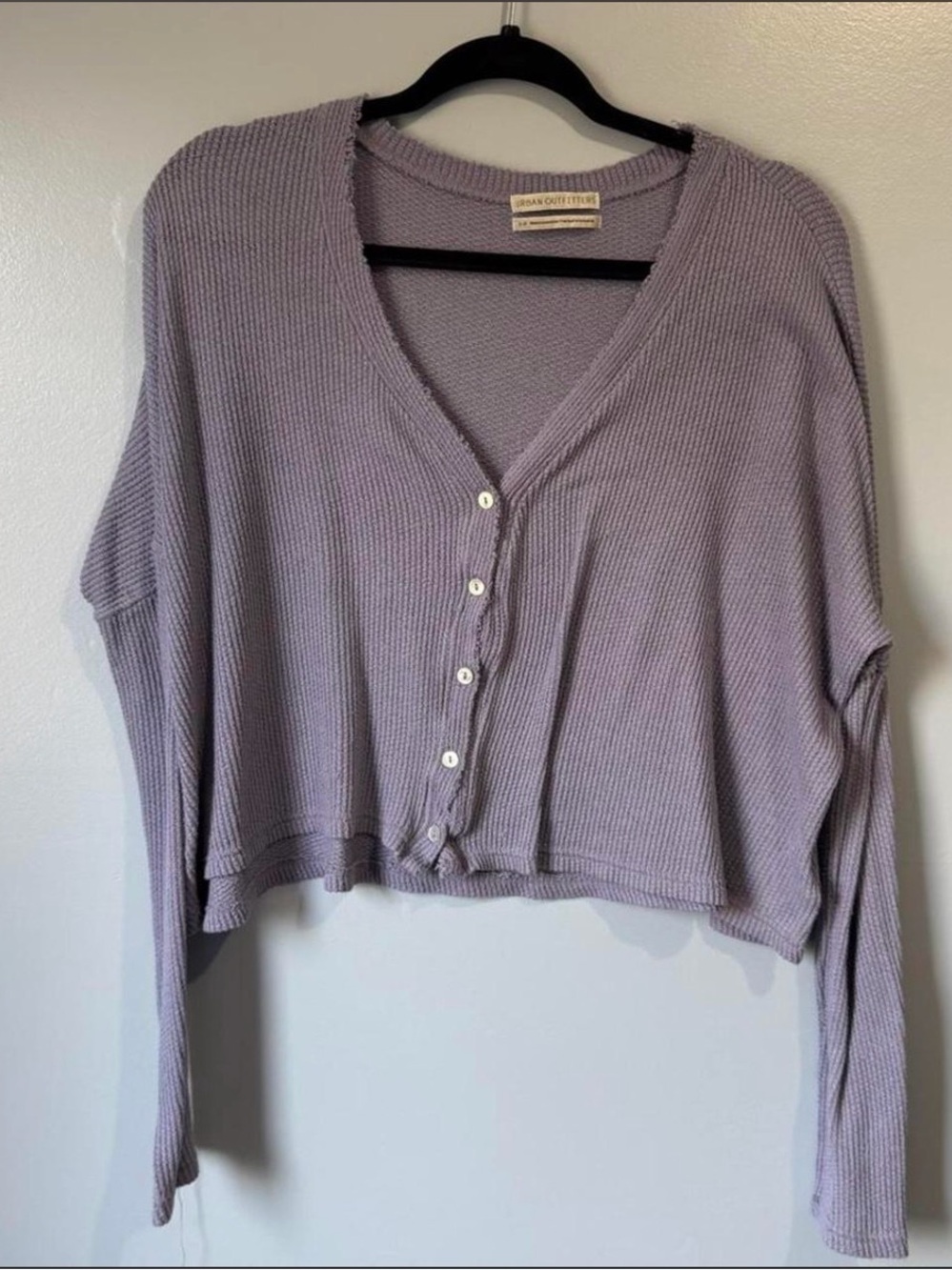 Urban Outfitters Light Lavender Waffle Knit Cardigan